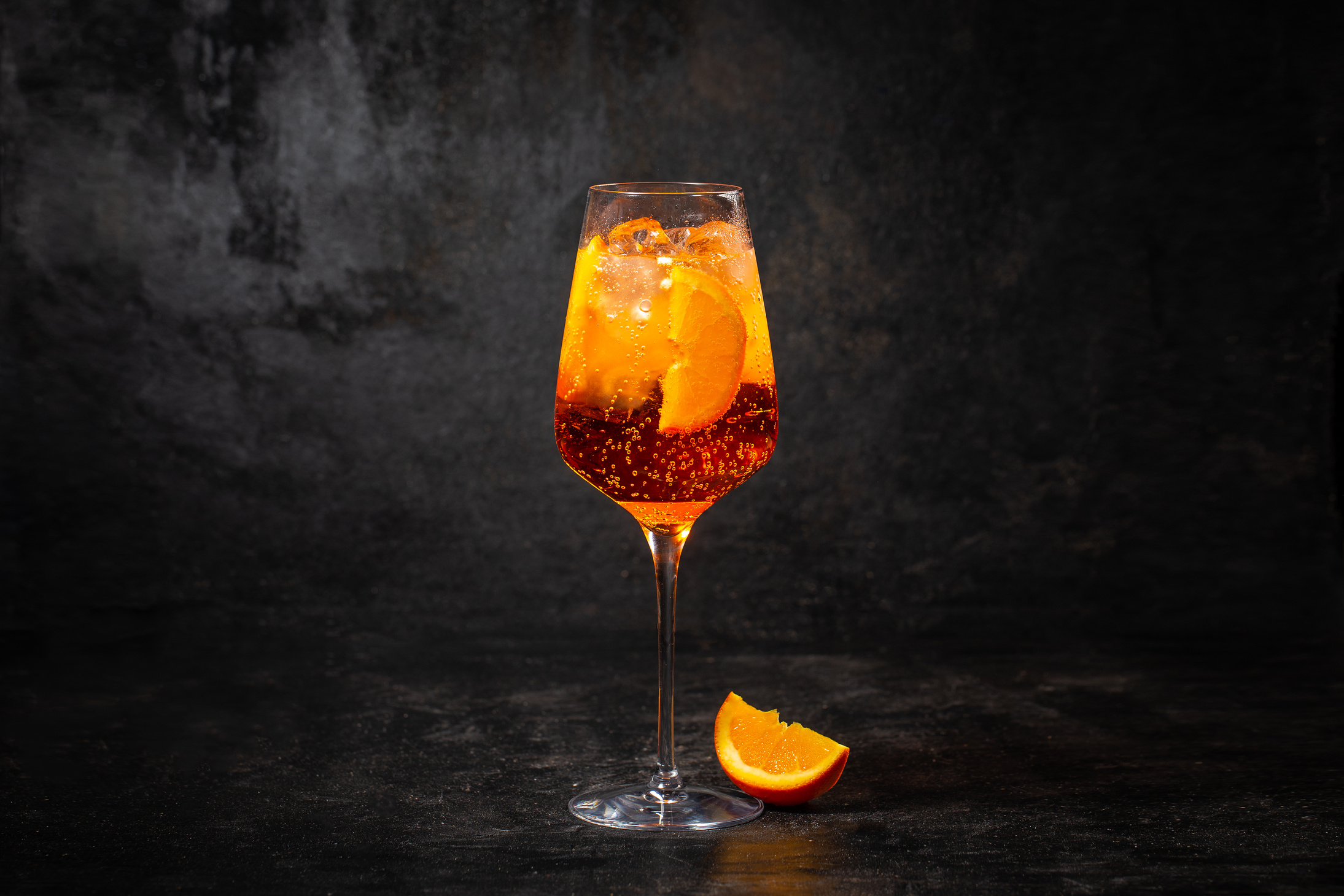 Glass of aperol spritz cocktail